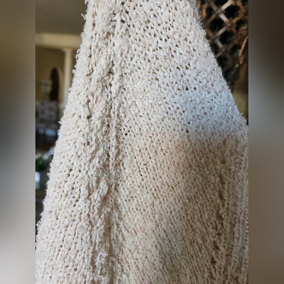 NWOT Anthropologie V-neck Pointelle Sweater Tank Ivory/ Multi MarbleLinen - Picture 13 of 14